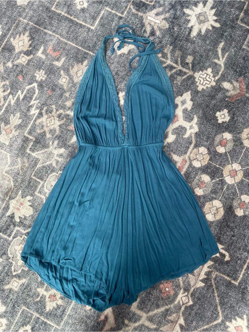 AE Teal Halter Romper